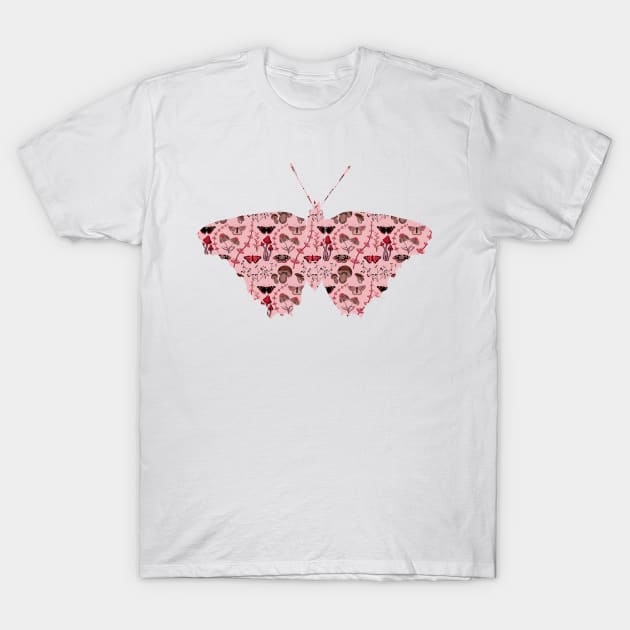 Butterflies, Flowers, Plants and Mushrooms Red Tones T-Shirt by cesartorresart